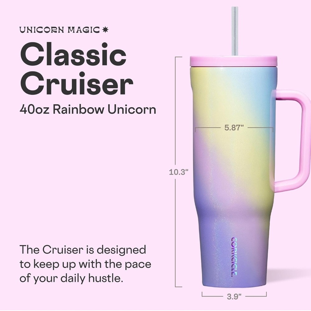 Corkcicle Rainbow Unicorn Cruiser Insulated Tumble 40oz